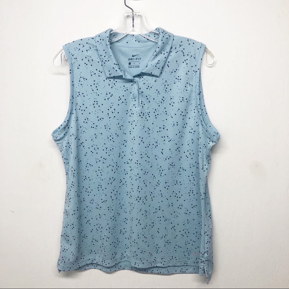 Nike Dri Fit Polka Dot Sleeveless Golf Polo Shirt